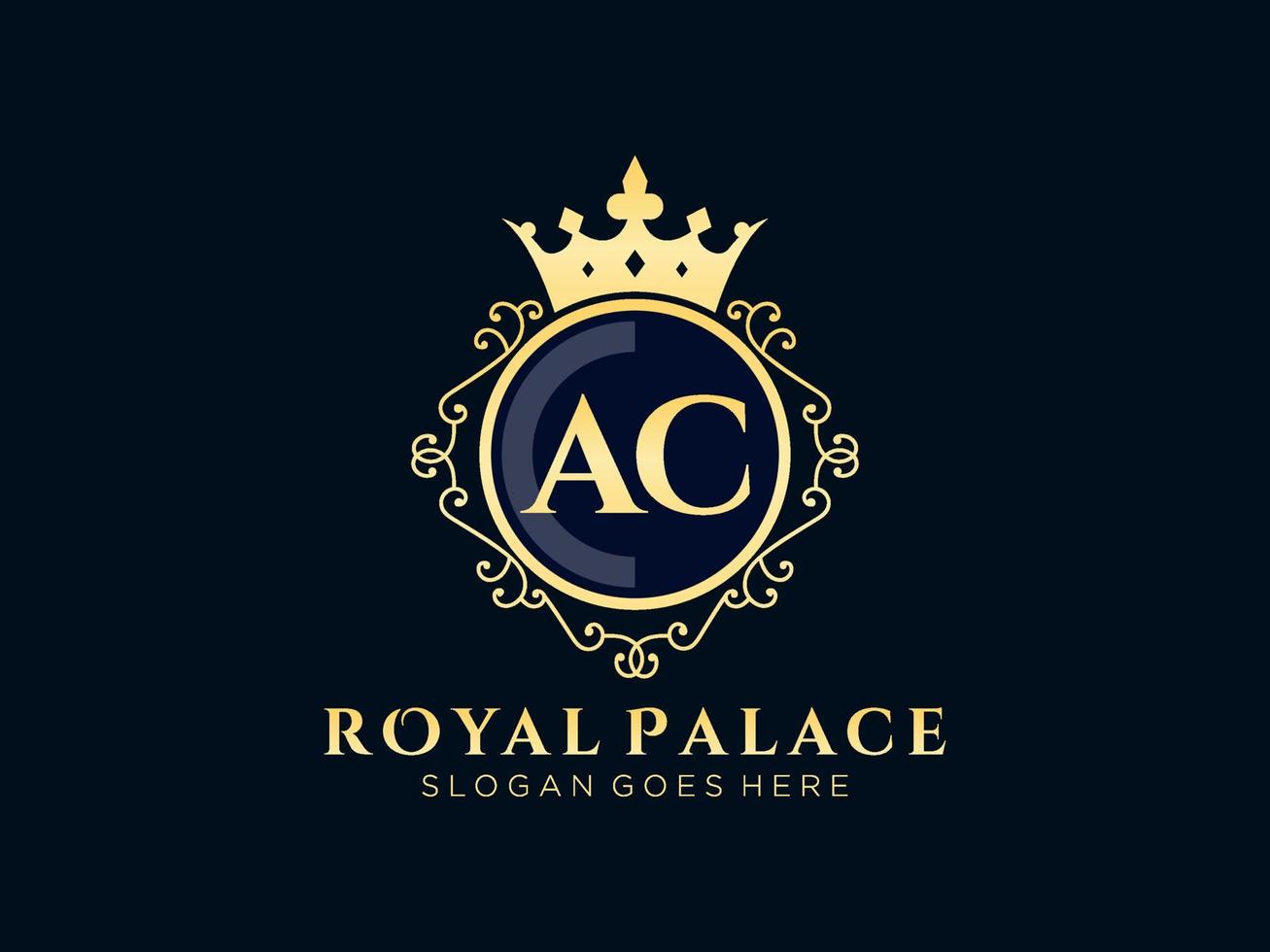 brev ac antik kunglig lyx victorian logotyp med dekorativ ram. vektor