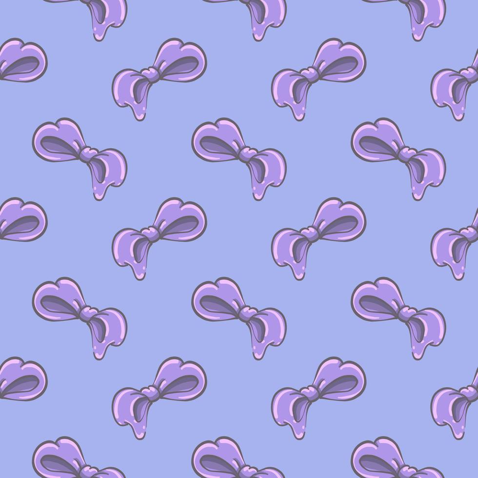 schöne lila Schleife, nahtloses Muster auf einem lila Hintergrund. vektor