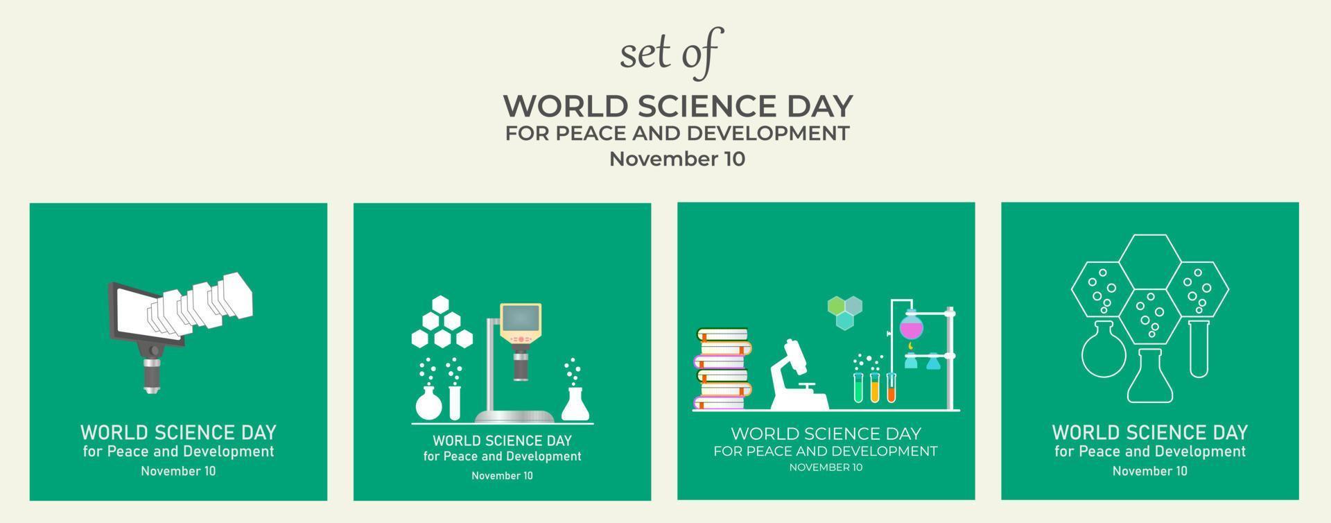 satz des weltwissenschaftstages 10. november. chemie und entwicklung für das wissenschaftskonzept vektor