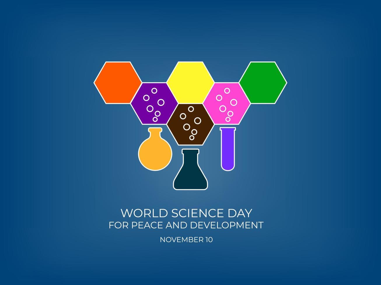 Weltwissenschaftstag, 10. November vor blauem Hintergrund. reaktionskonzept der chemie vektor