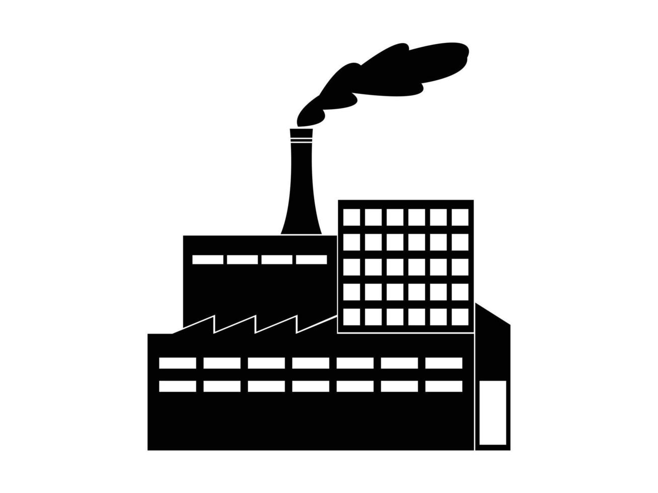 Branchensymbol. alte Backsteinfabrik Gebäude Silhouette Symbol isoliert auf weißem Hintergrund. vektor