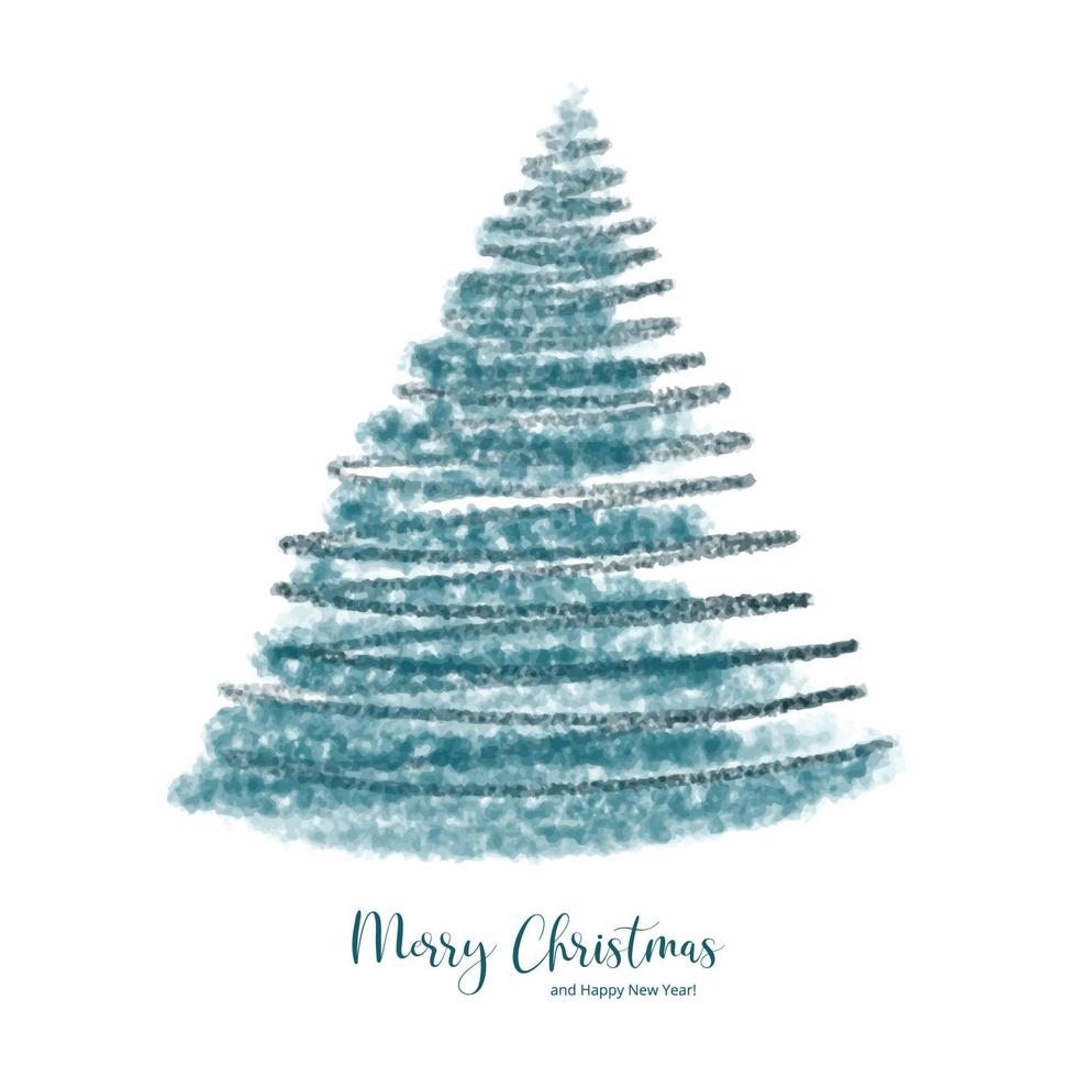 elegant jul träd kort på vit bakgrund vektor
