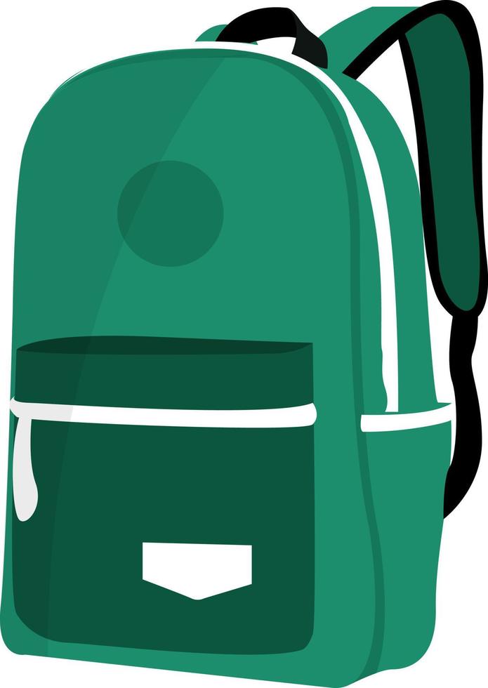 Grüne Schultasche, Illustration, Vektor auf weißem Hintergrund