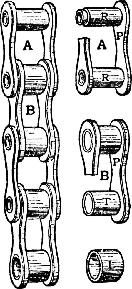 Fahrradkette, Vintage-Illustration. vektor