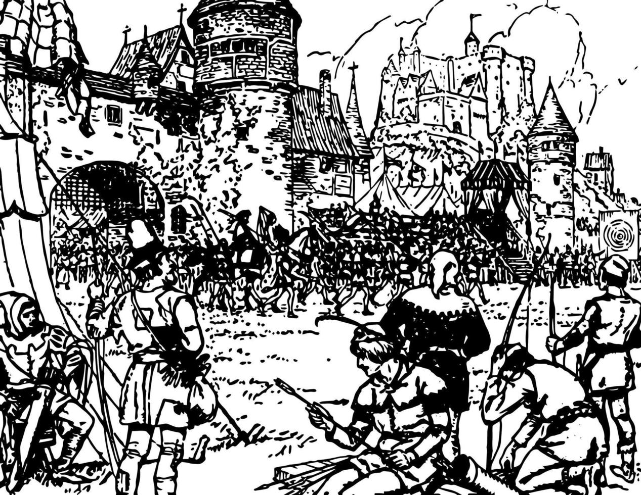 fröhliches Treiben von Robin Hood, Vintage-Illustration vektor