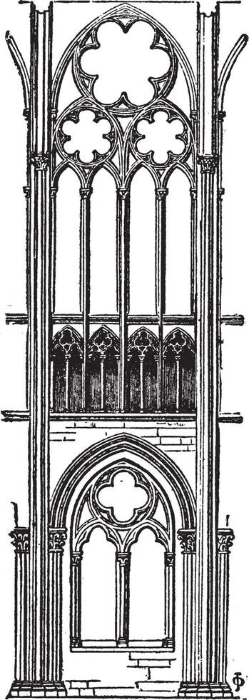 bukt av kloster av st. denis, kyrkogård i sent roman gånger, årgång gravyr. vektor