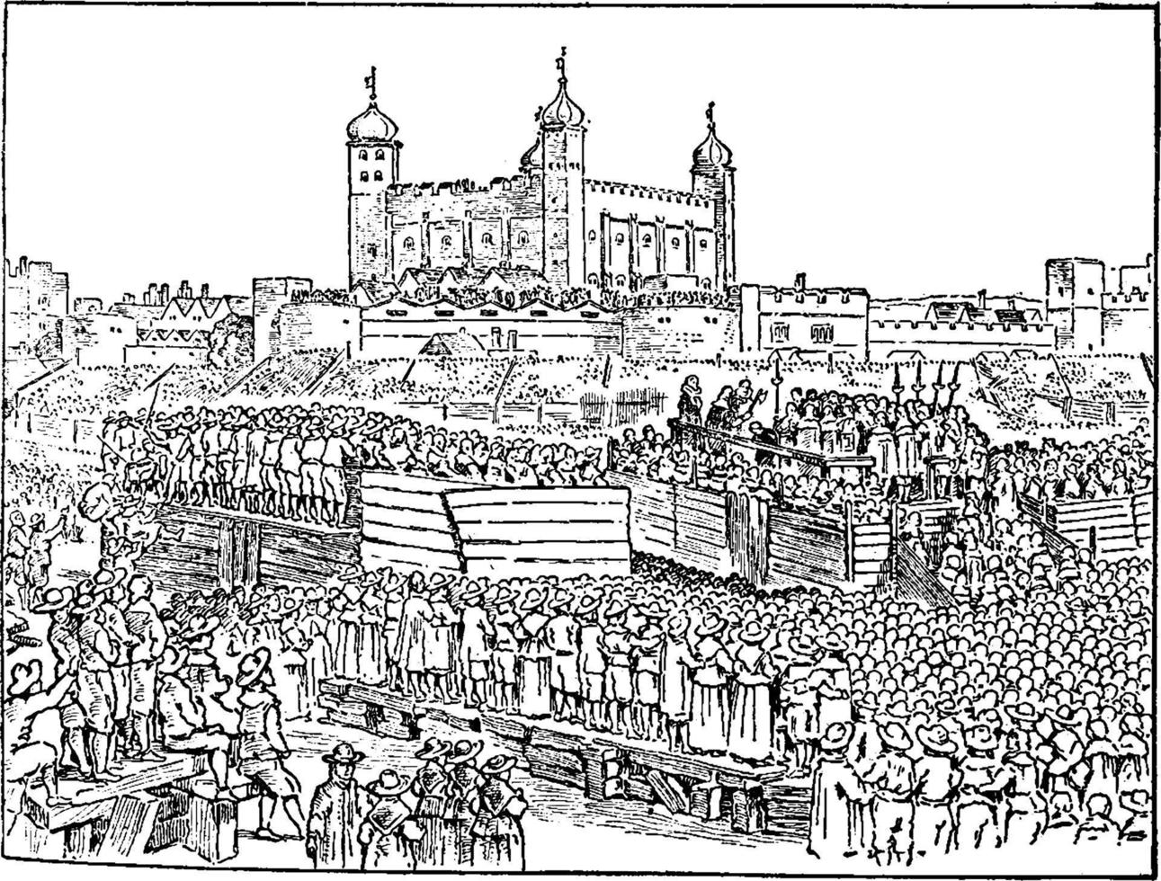 avrättning av de Earl av strafford, årgång illustration. vektor