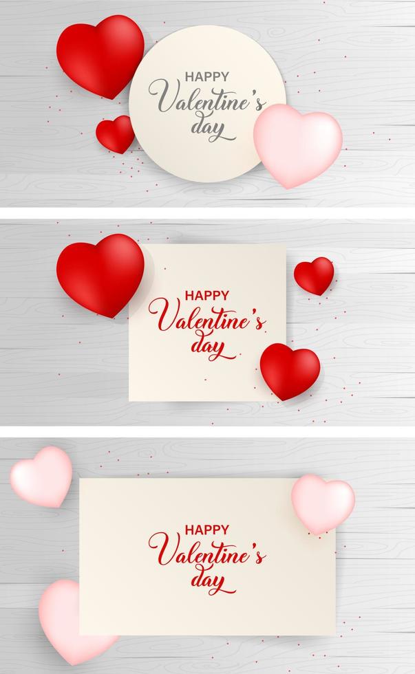 Valentinstag Papierhintergrund mit Icon-Set. Vektor-Illustration. Tapeten, Flyer, Einladung, Poster, Broschüre, Gutschein, Banner vektor