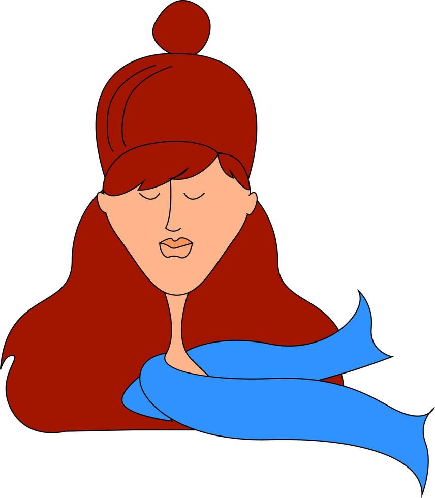 kvinna med röd hår, illustration, vektor på vit bakgrund.