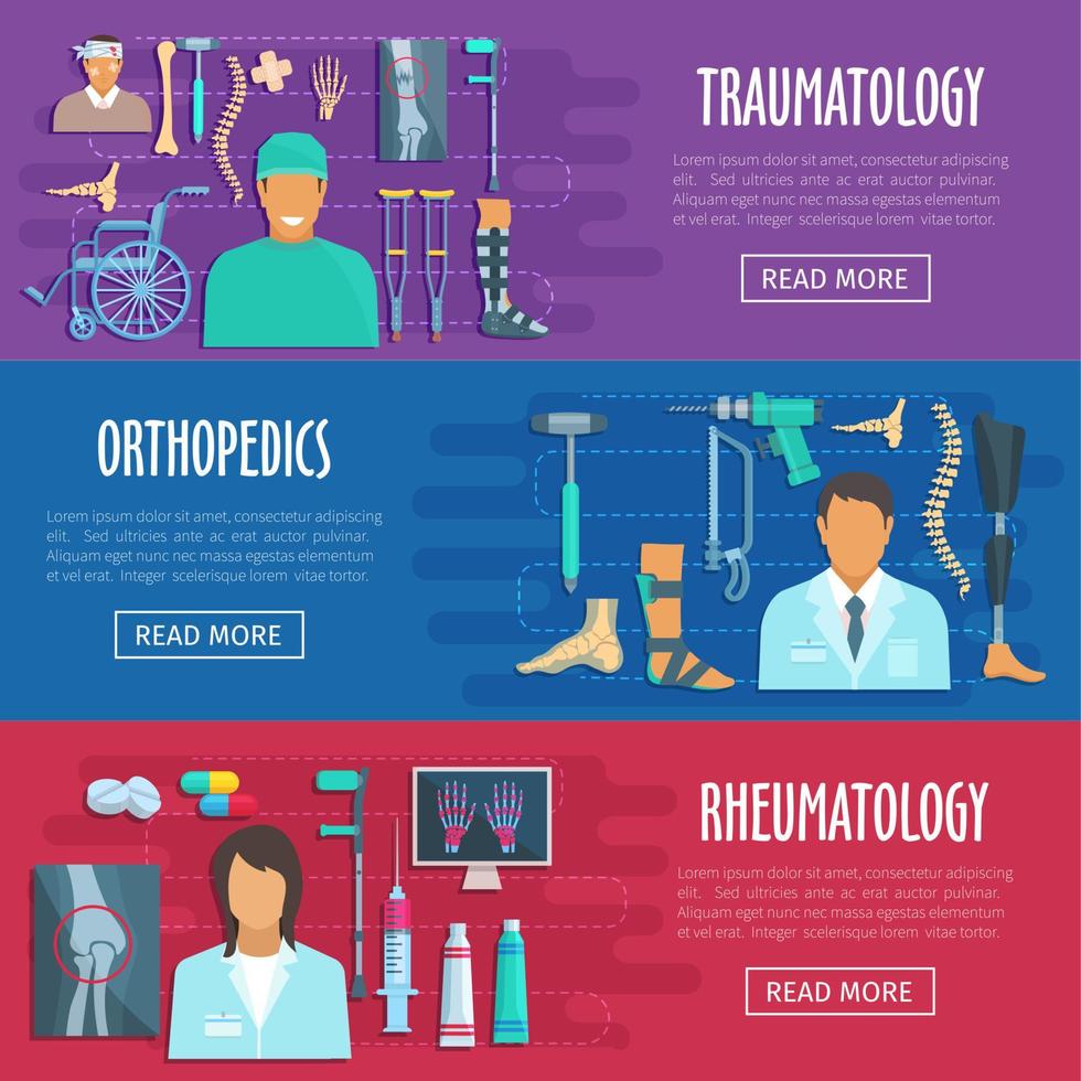 medicinsk vektor banderoller ortopedi, traumatologi