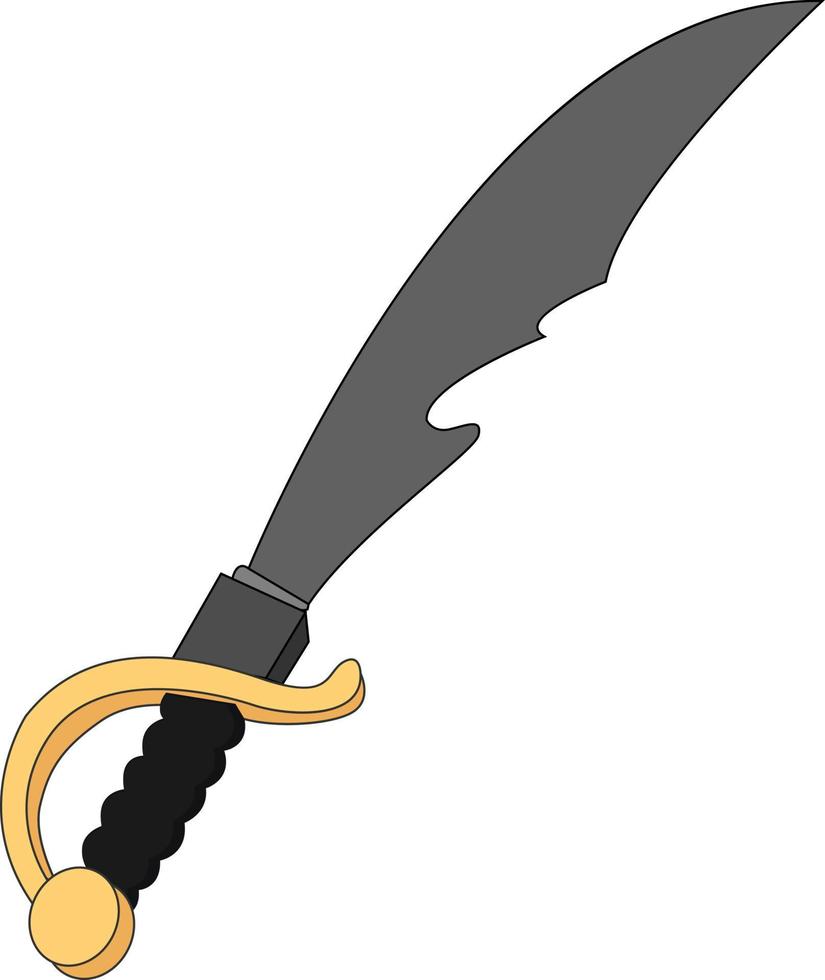 gammal sabel svärd, illustration, vektor på vit bakgrund.