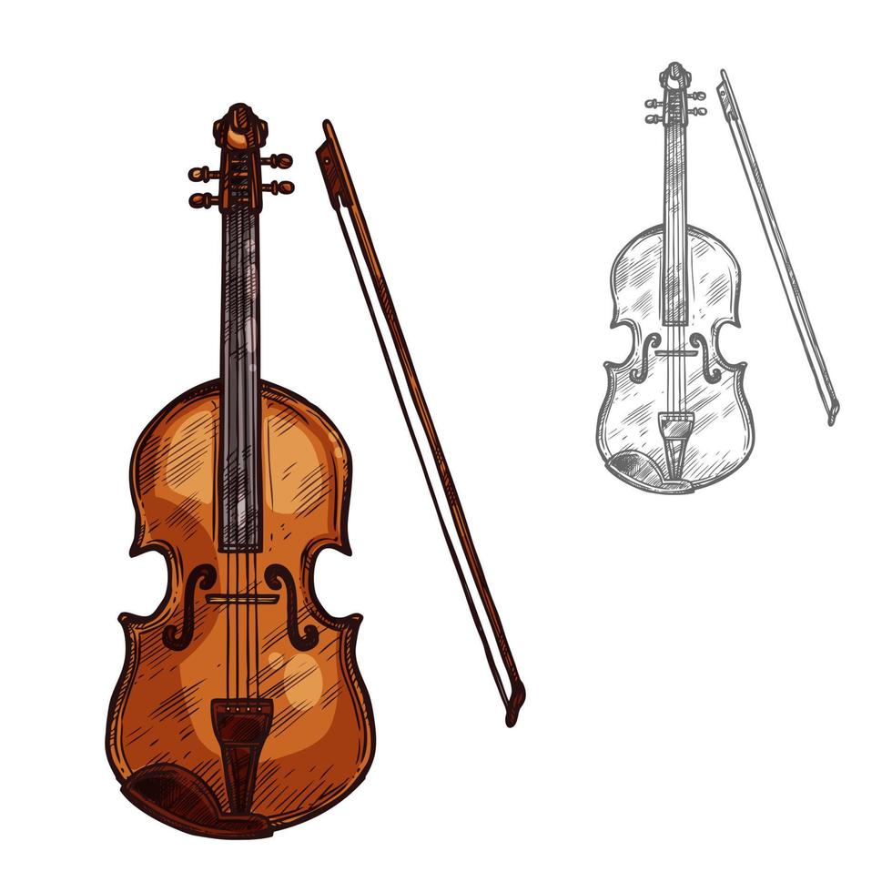 Vektorskizze Kontrabass Violine Musikinstrument vektor