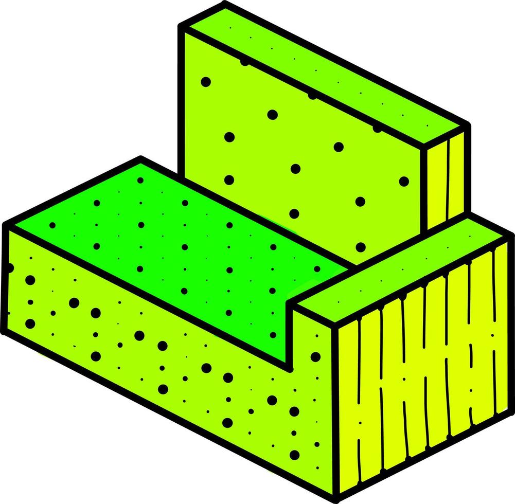 grön soffa, illustration, vektor på vit bakgrund