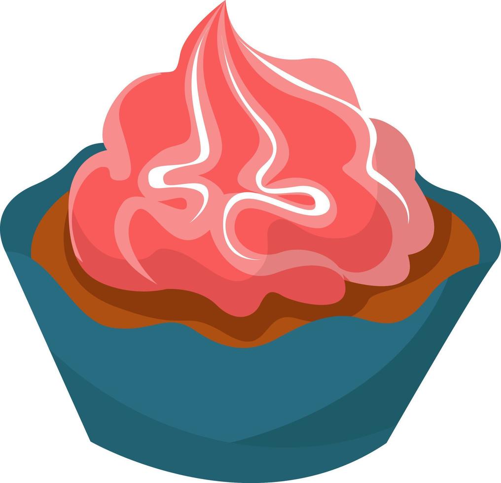 röd cupcake, illustration, vektor på vit bakgrund