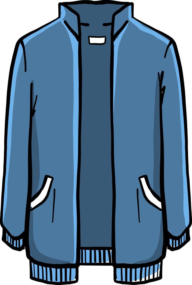 blaue Jacke, Illustration, Vektor auf weißem Hintergrund.