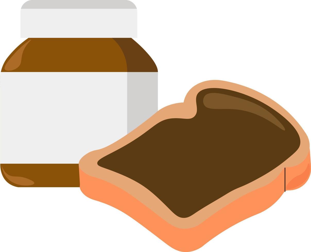 Nutella und Brot, Illustration, Vektor auf weißem Hintergrund.