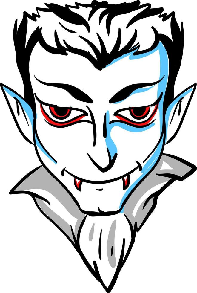 vampyr huvud, illustration, vektor på vit bakgrund