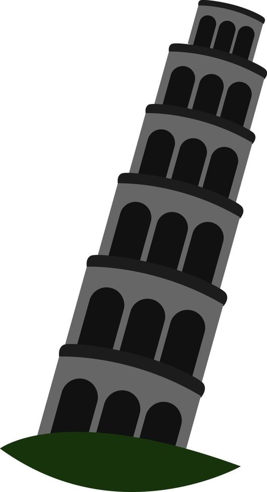 Schiefer Turm von Pisa, Illustration, Vektor auf weißem Hintergrund.