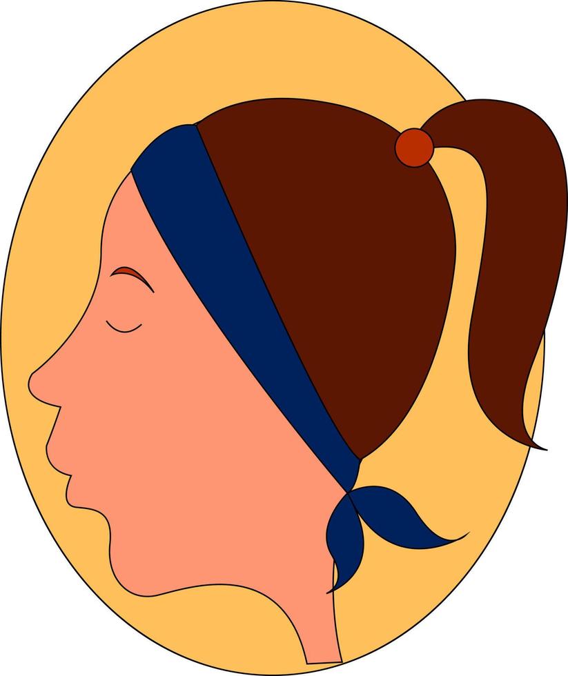 Mädchen trägt ein blaues Kopftuch, Illustration, Vektor auf weißem Hintergrund.
