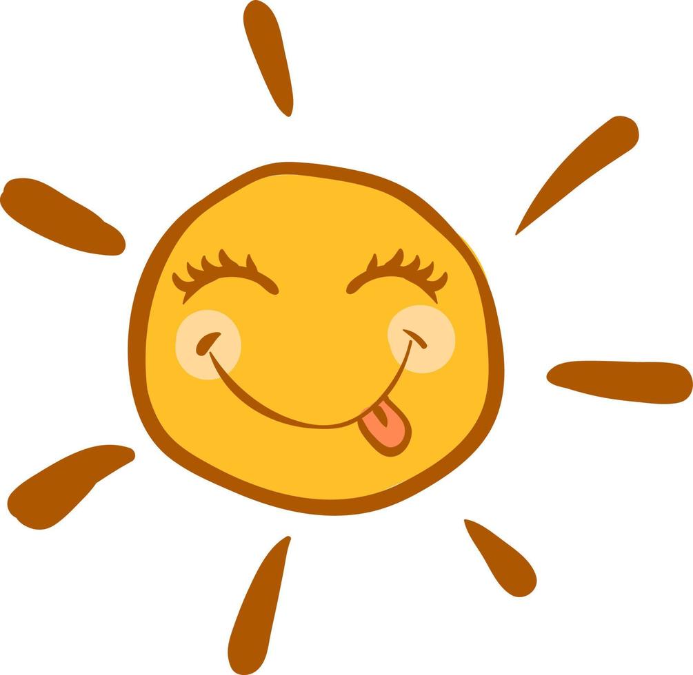 glückliche Sonne, Illustration, Vektor auf weißem Hintergrund.