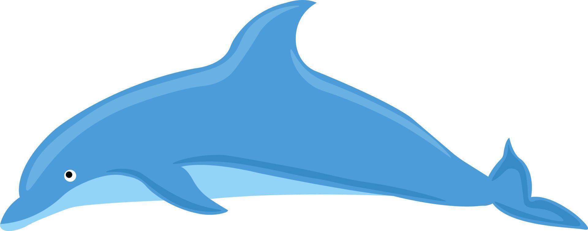 Blauer Delfin, Illustration, Vektor auf weißem Hintergrund.