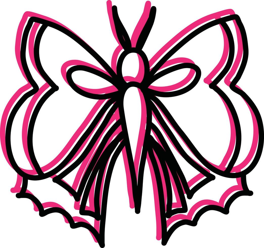 romantisk rosa fjäril, illustration, vektor på en vit bakgrund