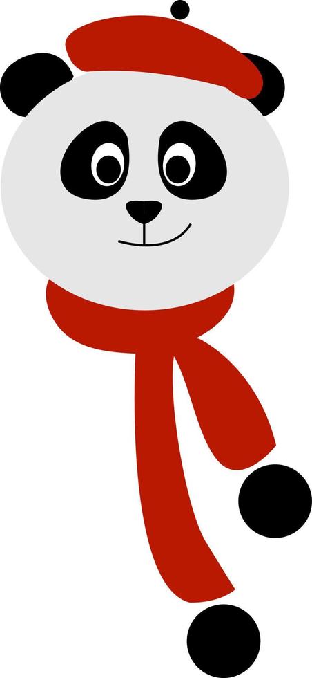 panda med hatt, illustration, vektor på vit bakgrund.