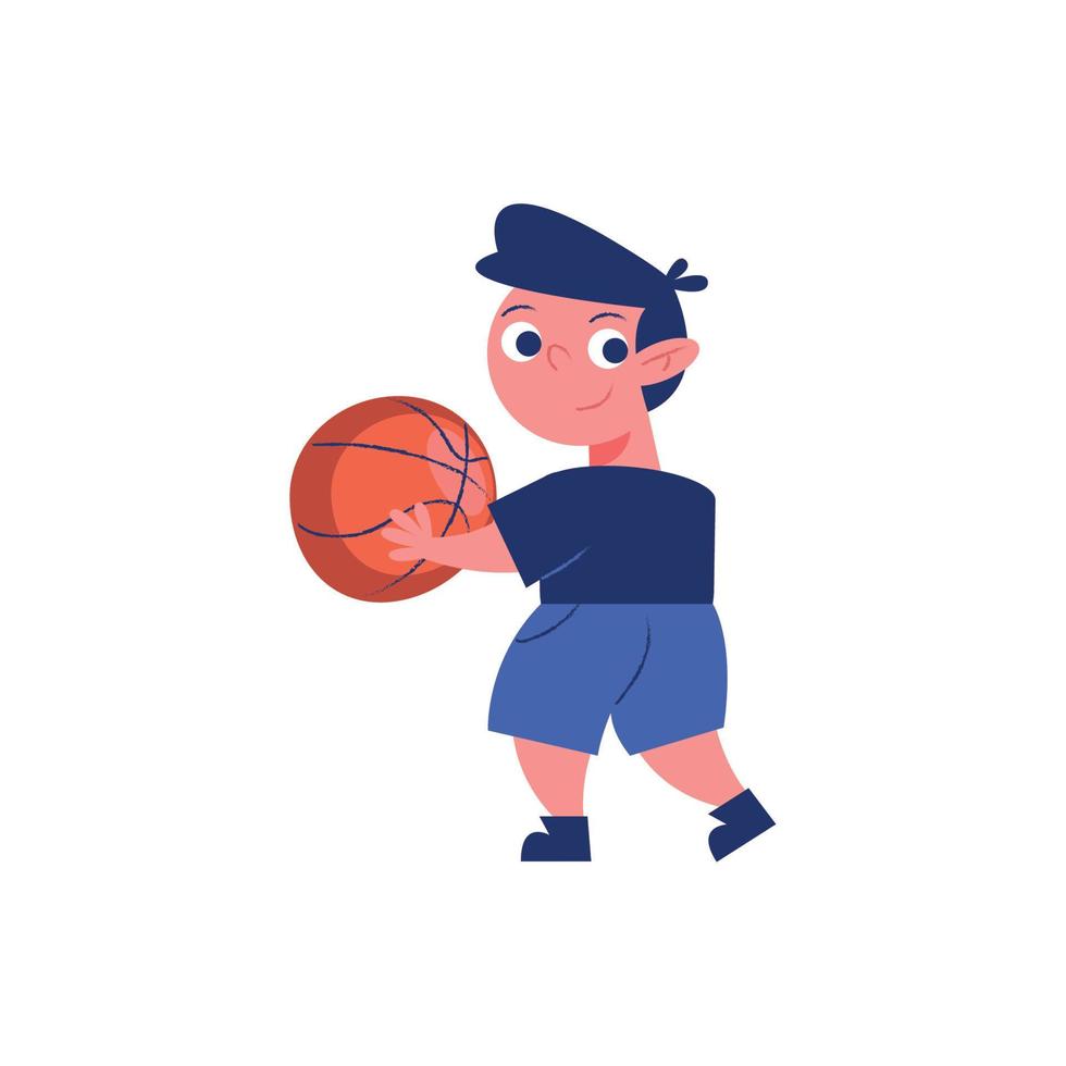 Junge spielt Basketball vektor
