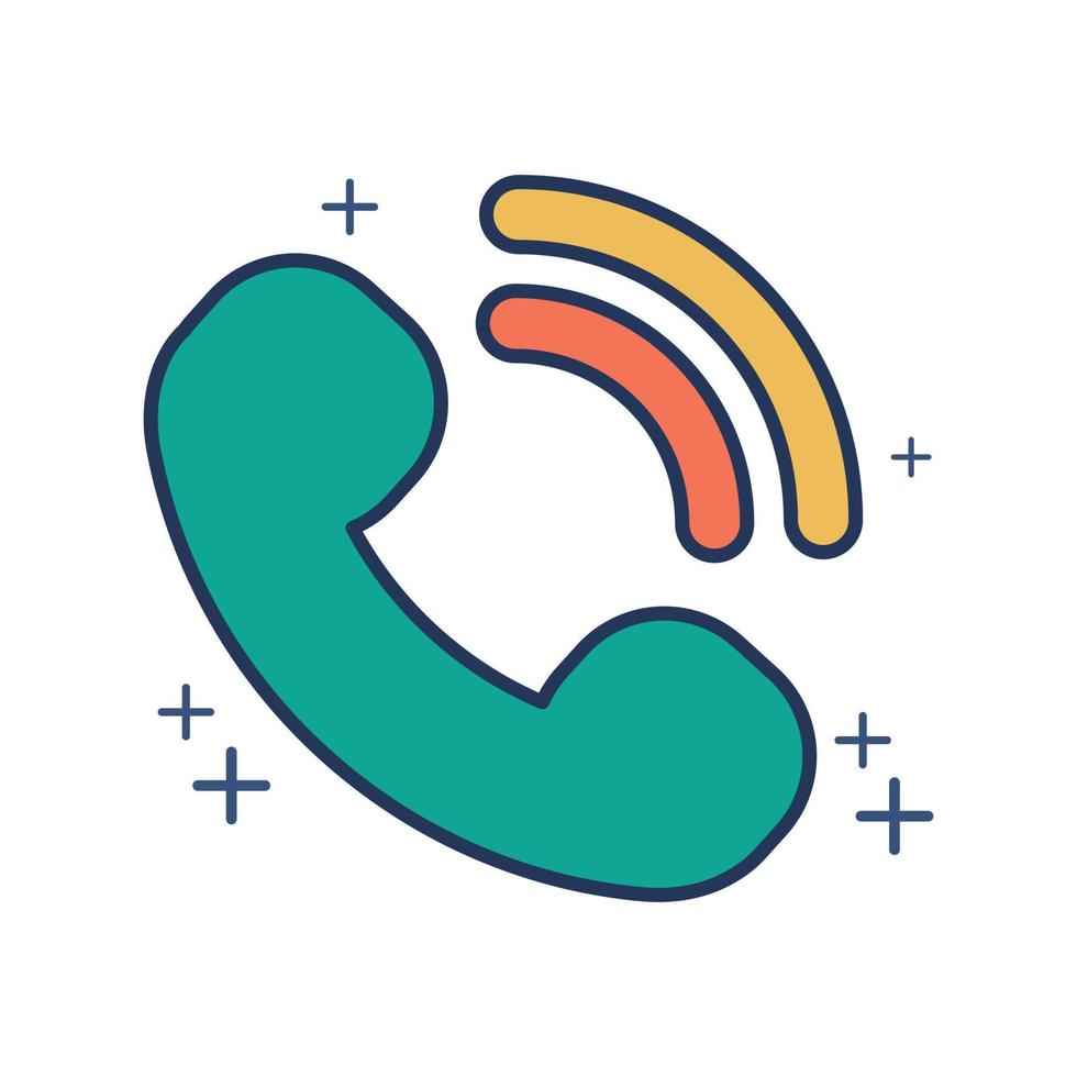 Telefonanruf Symbol Vektor Illustration Glyphen Stil Design mit Farbe und Pluszeichen. isoliert auf weißem Hintergrund.