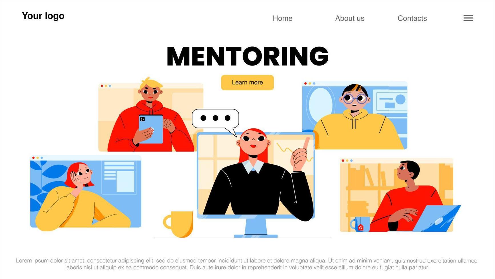 Mentoring-Landingpage, Business Coach online vektor