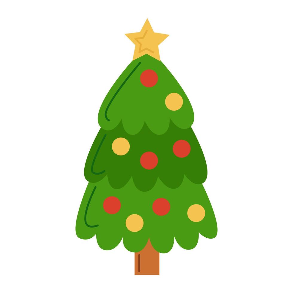 Vektor-Illustration von Weihnachtsbaum auf weißem Hintergrund. vektor