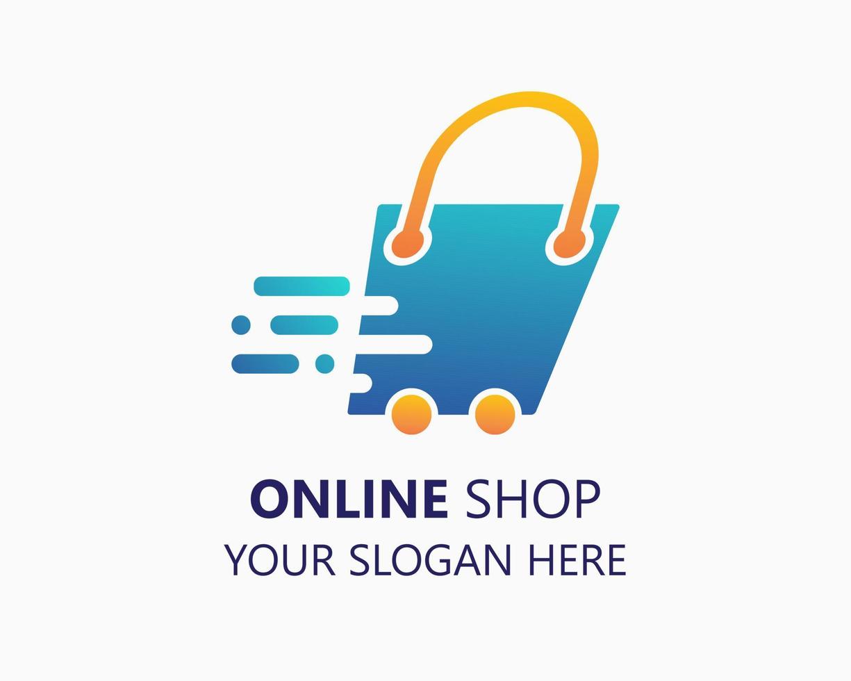 Online-Shop-Logo-Design-Vorlage. einfaches Logo. Taschenillustrationsvektor vektor