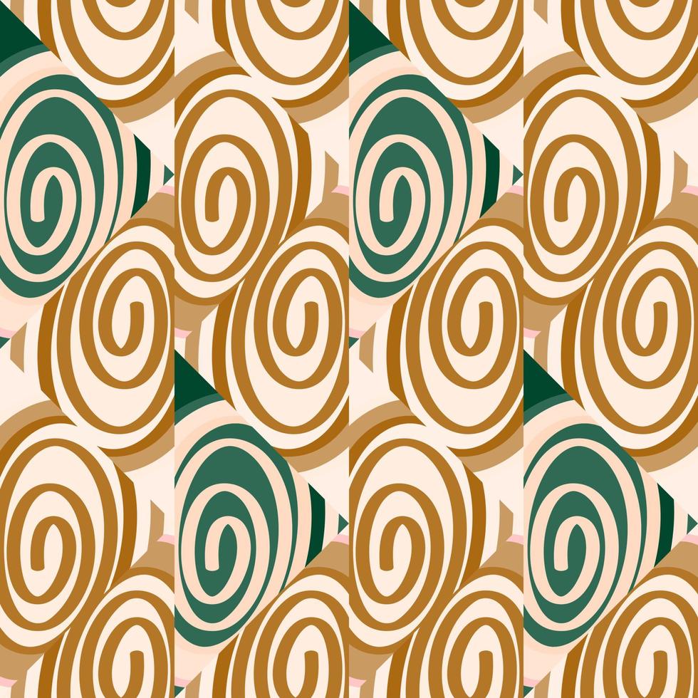 sömlös mönster i de spiraler av en mosaik- i retro stil. dekorativ abstrakt cirkel årgång prydnad vektor
