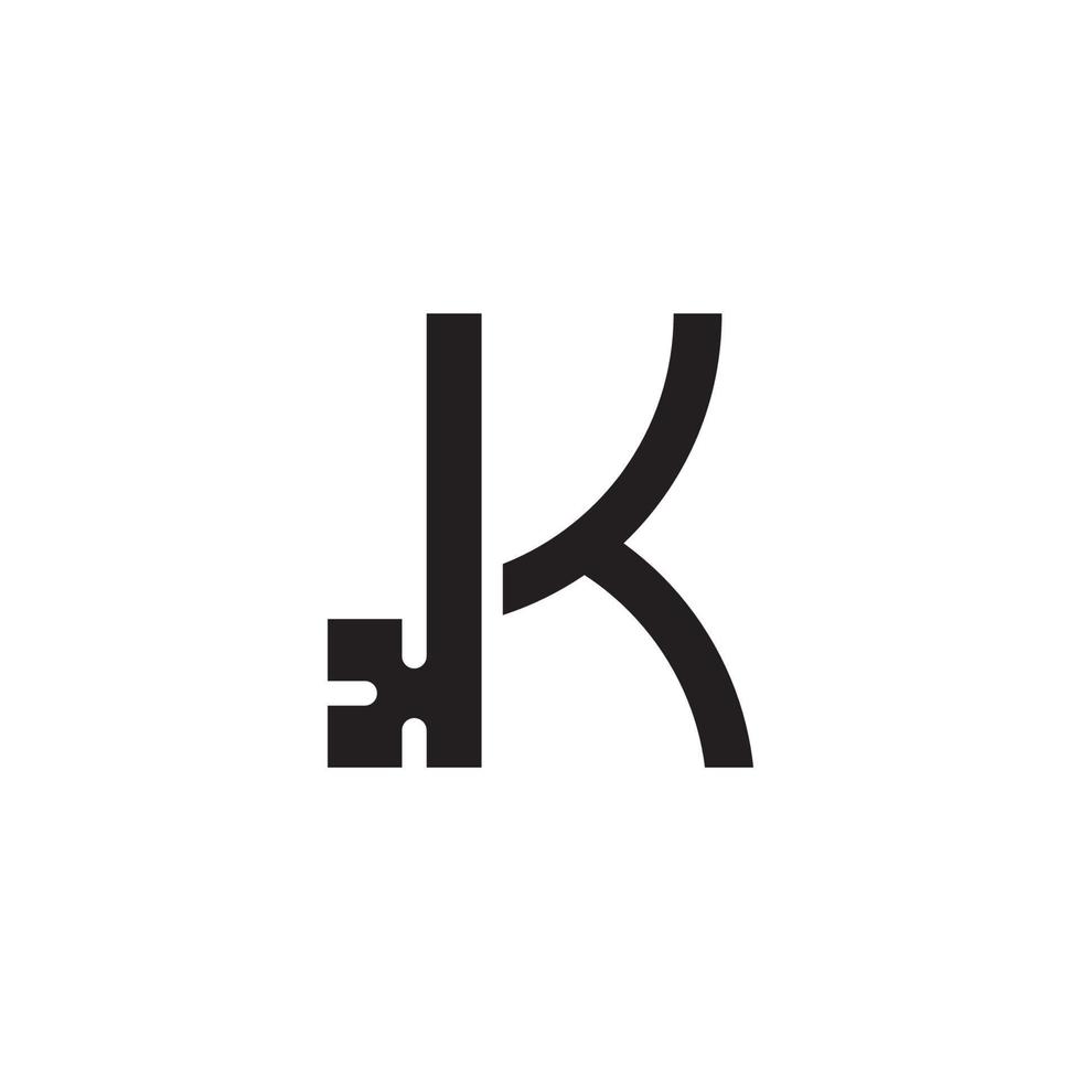 Buchstabe k, sicheres Logo mit Schlüsselsymbol vektor