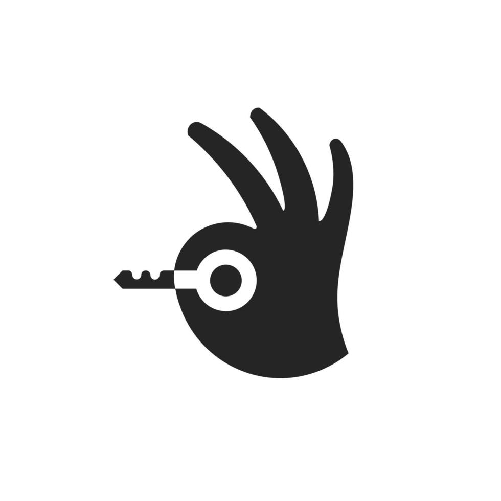 Sichere Logovorlage mit Schlüssel- und Handsymbol vektor
