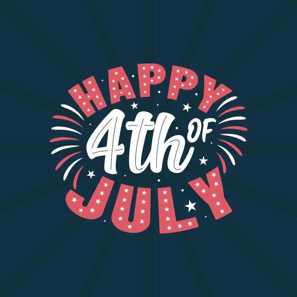 Lycklig 4:e av juli, oberoende dag text fri vektor