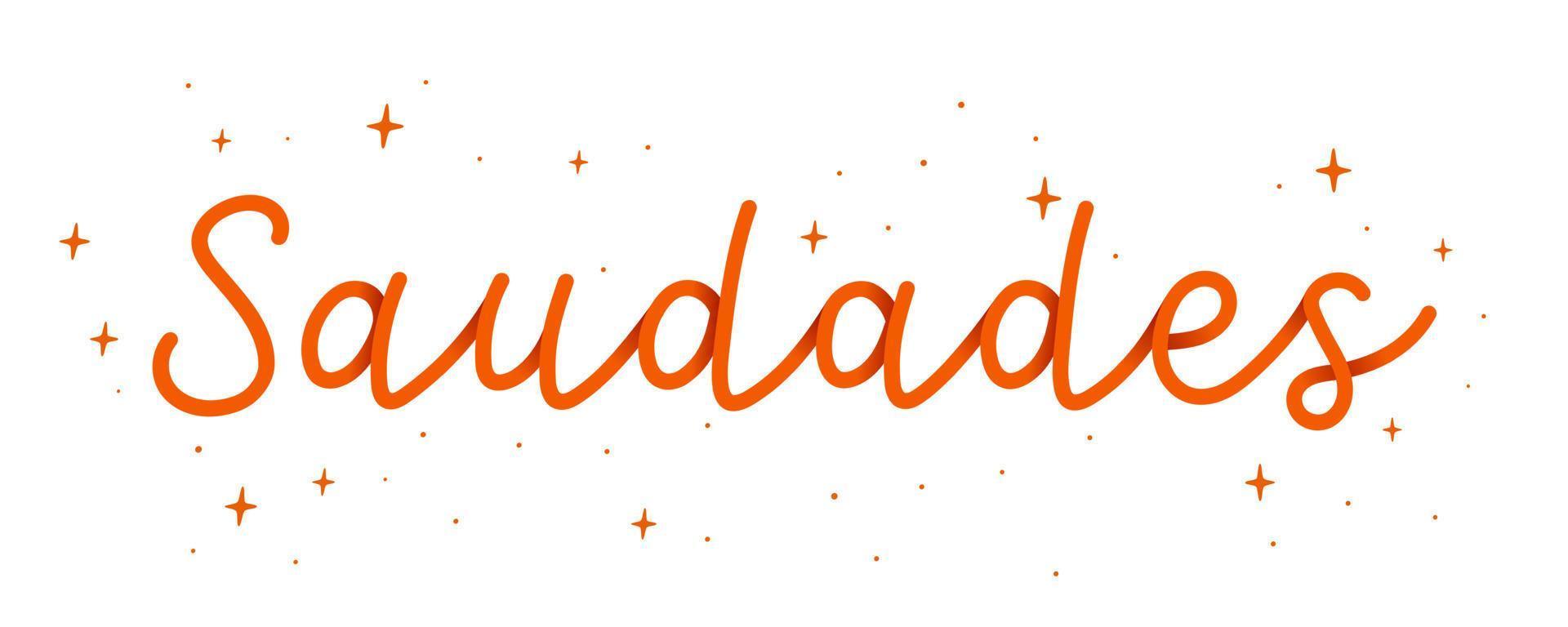 handkursives Wort orange Danke auf brasilianisches Portugiesisch mit Sternen. Übersetzung - danke. vektor