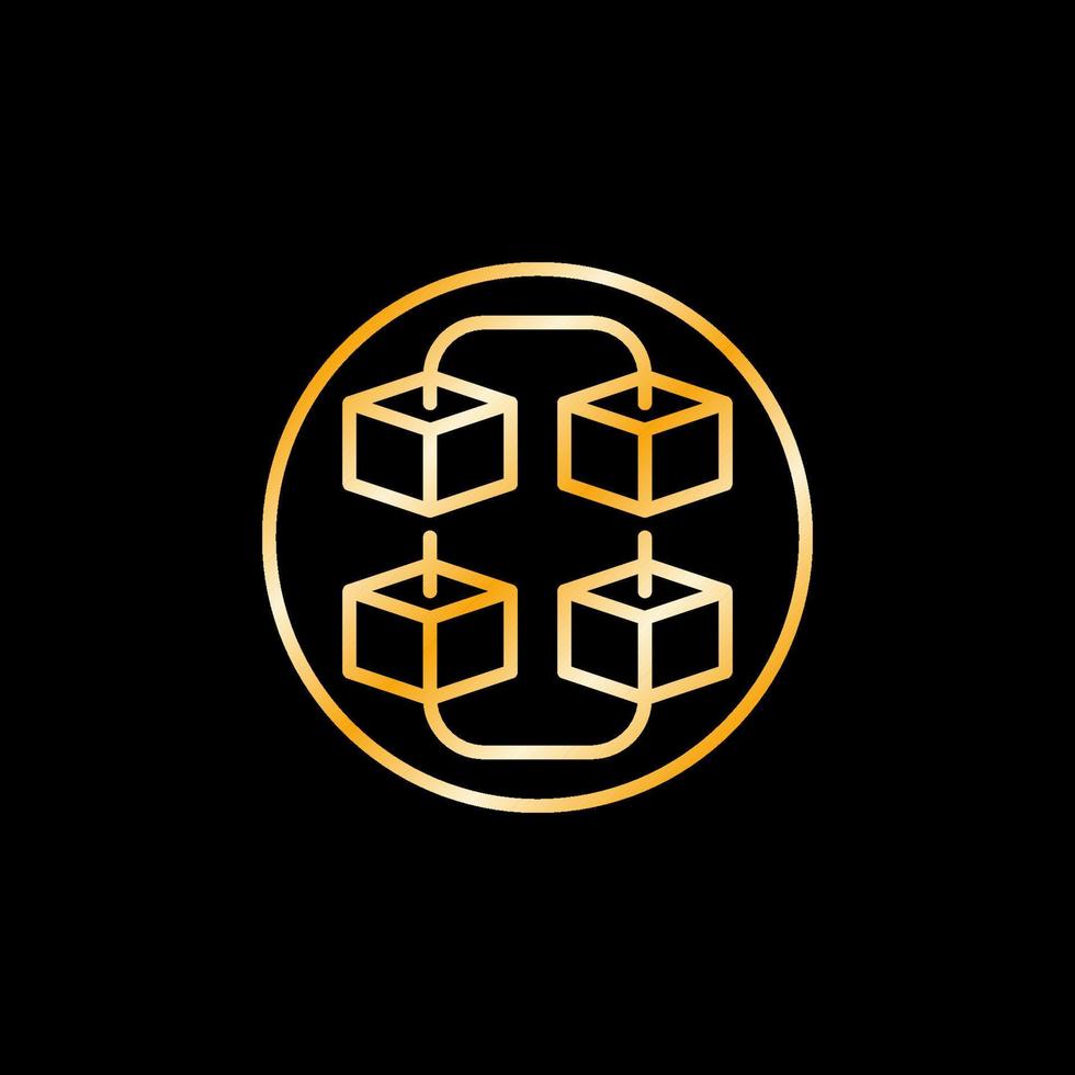 blockchain i cirkel vektor begrepp gyllene ikon eller symbol
