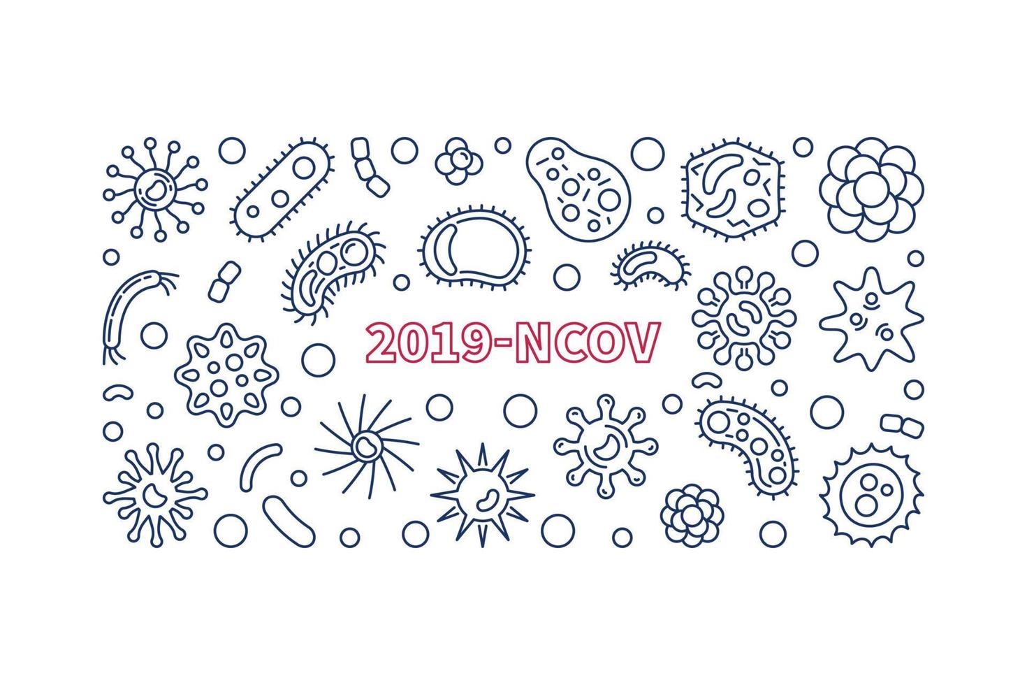 2019-ncov översikt baner - vektor virus illustration