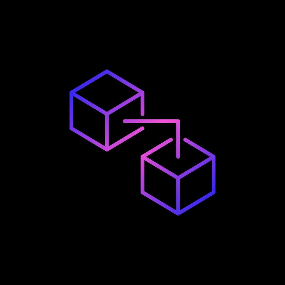 blockchain teknologi linjär vektor modern ikon - två ansluten block symbol