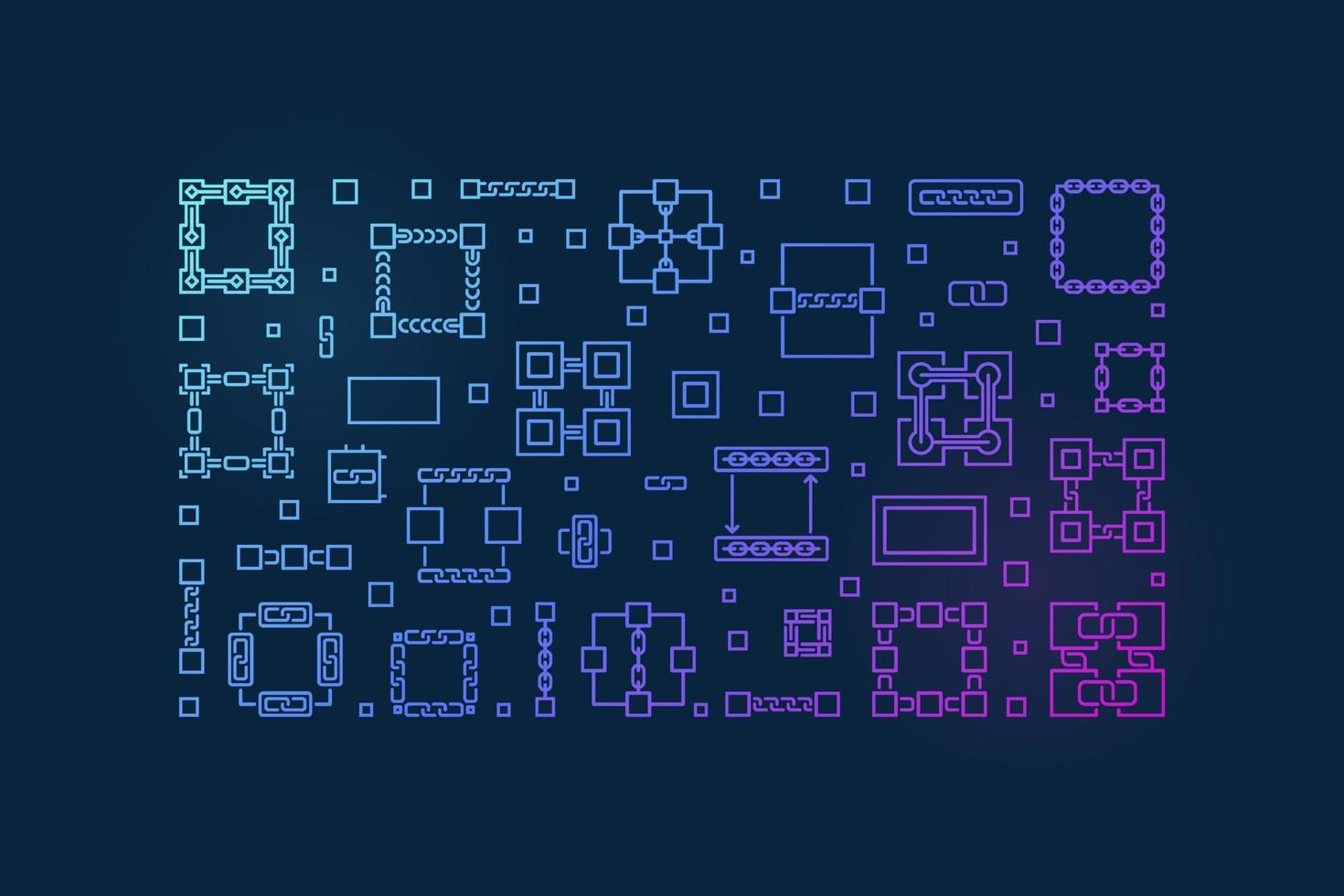 blockchain begrepp vektor horisontell färgrik illustration eller baner