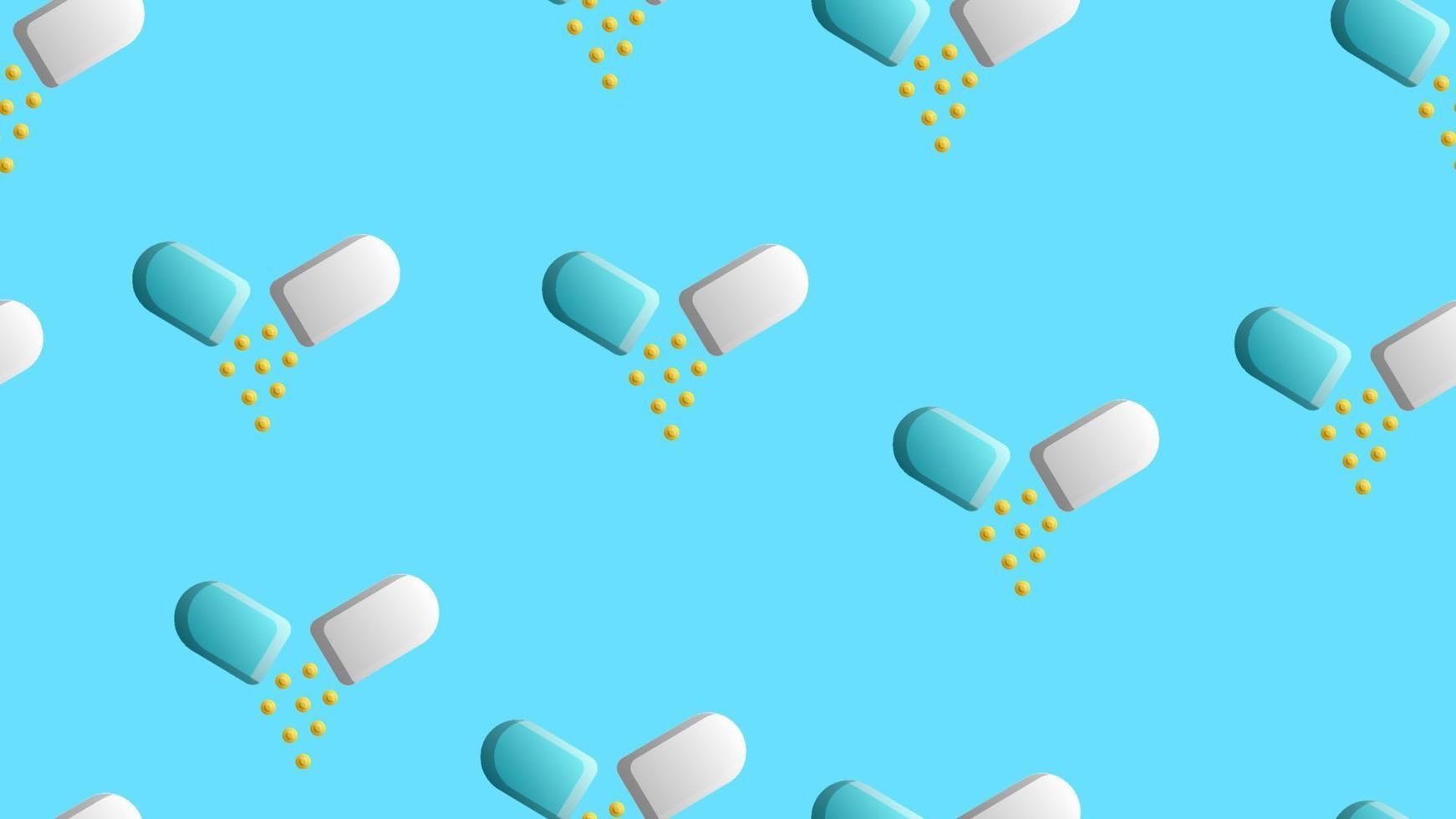 endloses nahtloses muster von medizinisch-wissenschaftlichen medizinischen artikeln, pharmakologischen tabletten und medikamenten, pillenkapseln auf weißem hintergrund. Vektor-Illustration vektor