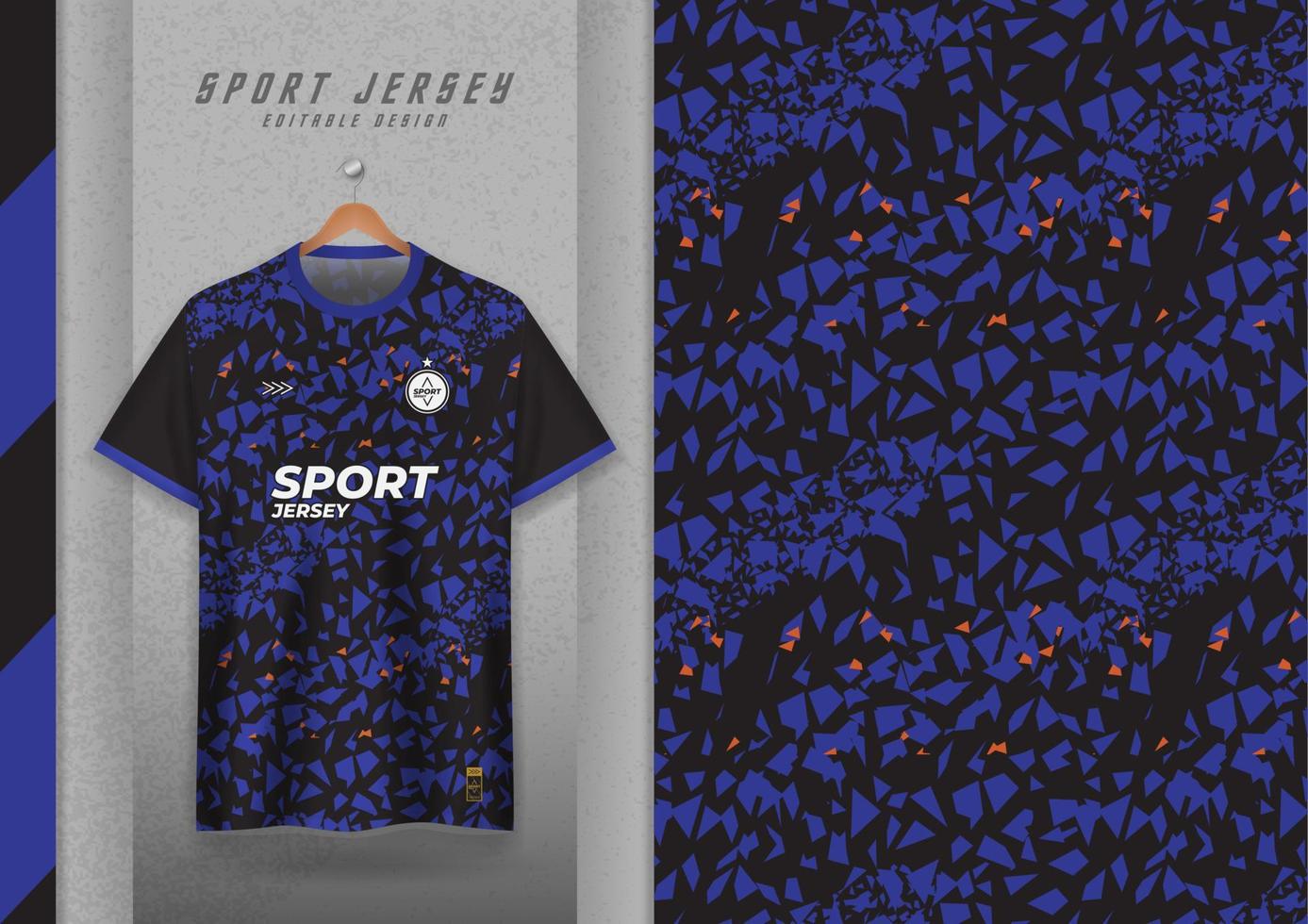 Stoffmusterdesign für Sport-T-Shirts, Fußballtrikots, Lauftrikots, Trikots, Turntrikots, blau. vektor