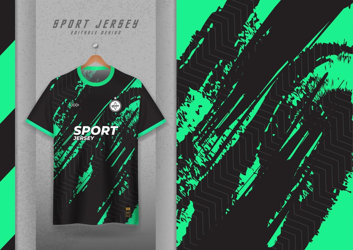Stoffmusterdesign für Sport-T-Shirts, Fußballtrikots, Lauftrikots, Trikots, Turntrikots, grüne Streifen. vektor