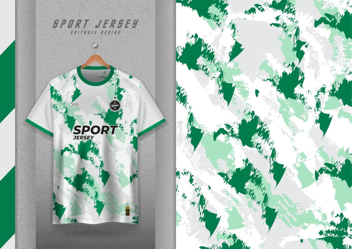 Stoffmusterdesign für Sport-T-Shirts, Fußballtrikots, Lauftrikots, Trikots, Turntrikots, grüne Streifen. vektor