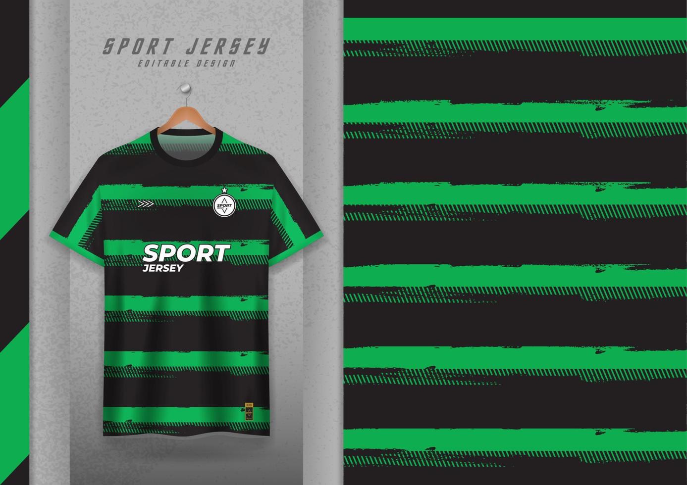 Stoffmusterdesign für Sport-T-Shirts, Fußballtrikots, Lauftrikots, Trikots, Trainingstrikots. grüne schwarze Streifen vektor