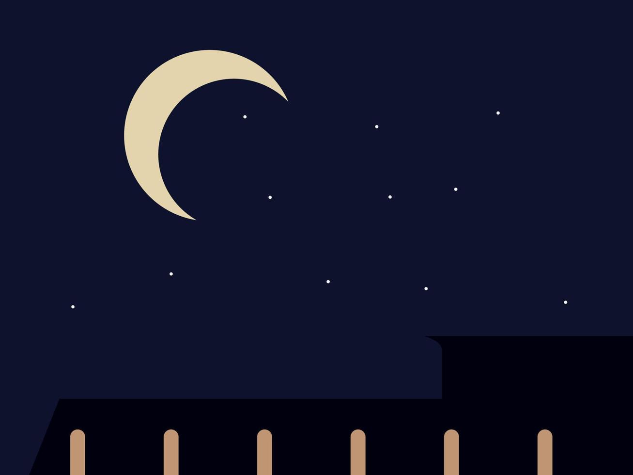 Nachthimmel-Vektorillustration des flachen Designs vektor