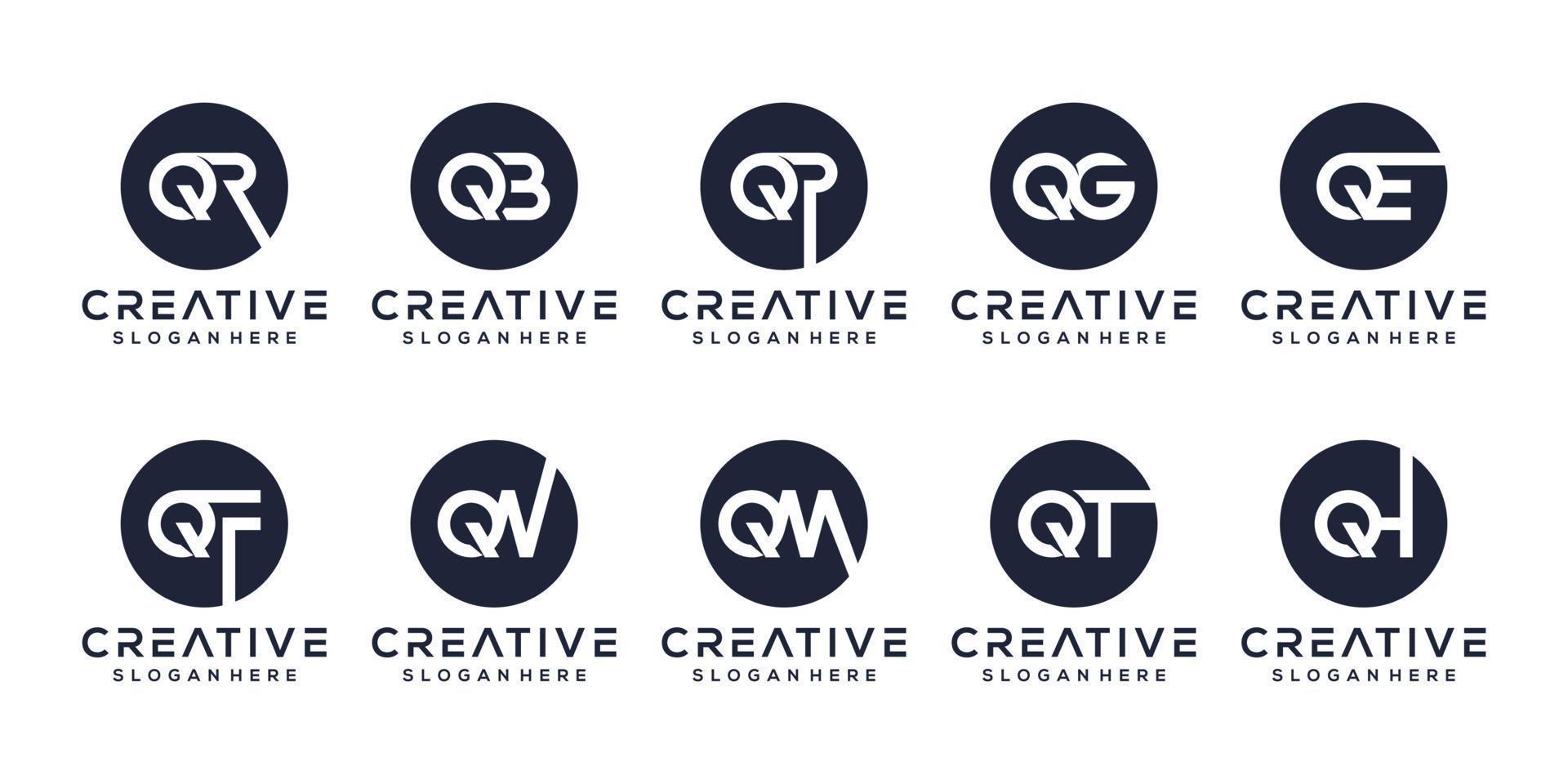 uppsättning brev q monogram logotyp design vektor