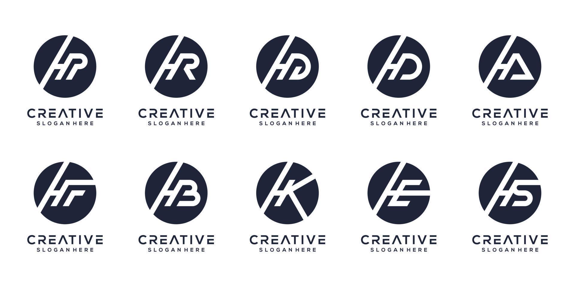 set buchstabe h monogramm logo design vektor