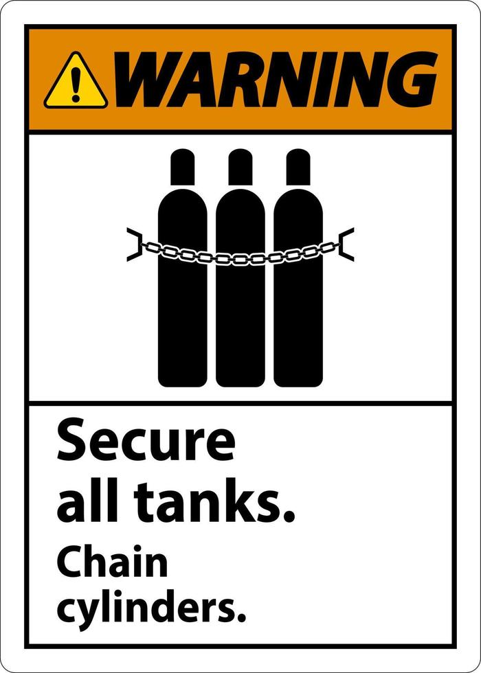 Warnschild alle Tanks sichern, Kettenzylinder vektor